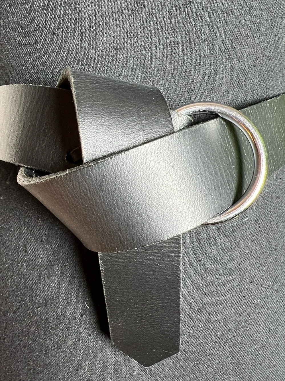 Medieval Viking Black Leather Belt with Silver Tone O-Ring